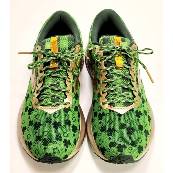 Womens 9 M Brooks Launch 6 St Patrick’s Day Green Shamrocks Running Lucky Shoes - Picture 4 of 16